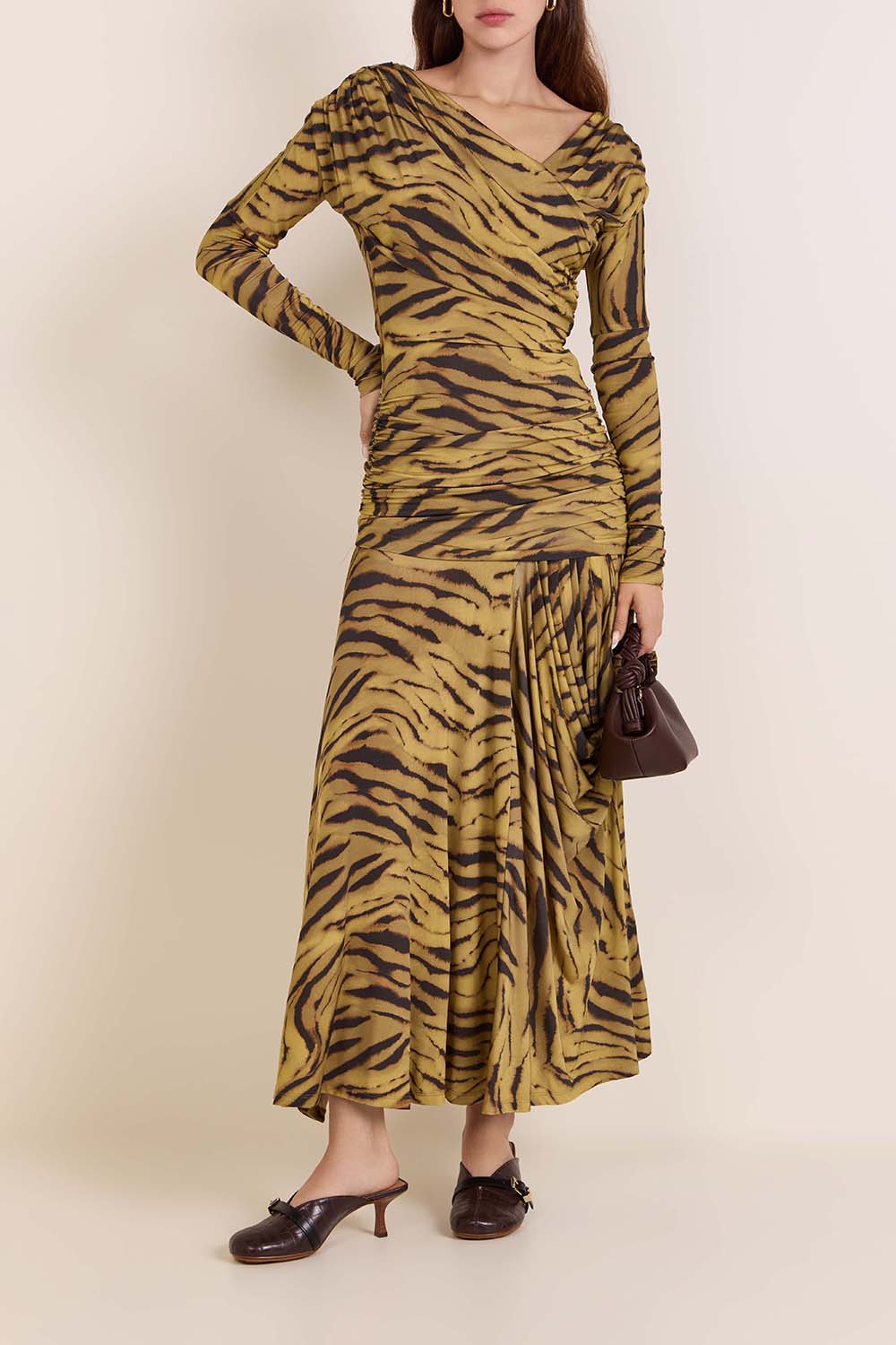 שמלת מקסי בהדפס טיגריס